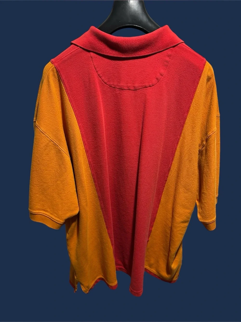 Vintage Jordan Brand Red & Orange Colorblock Cotton Polo 3XL